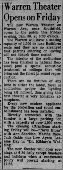 Warren Theatre - Opening Article